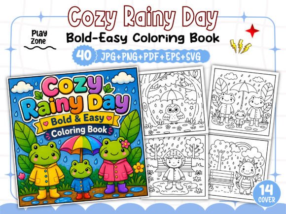 Download Bold Easy Cozy Rainy Day Coloring Book - Bold Collection