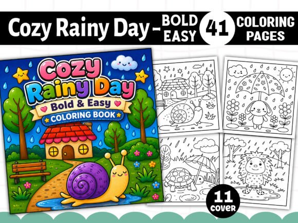 Download Cozy Rainy Day Bold &amp; Easy Coloring Book - Bold Collection