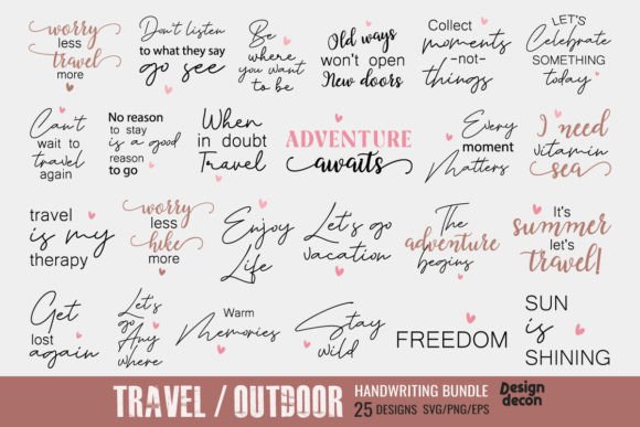 Download Travel Quotes Handwriting Bundle SVG - Hand Collection