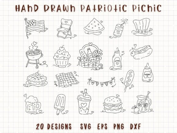 Download Hand Drawn 4th of July Picnic Doodle - Hand Collection
