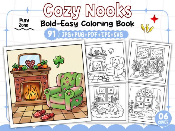 Download Bold and Easy Cozy Nooks Coloring Book - Bold Collection