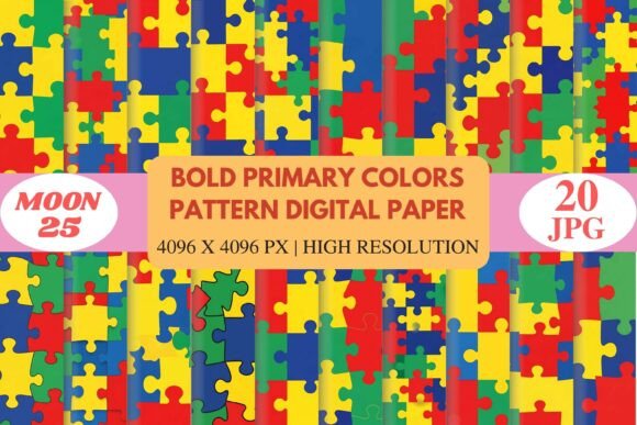 Download Bold Primary Colors Pattern Digital Pape - Bold Collection