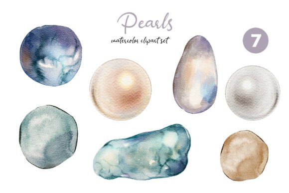 Download Watercolor Pearl Clipart Hand-Drawn Set - Hand Collection