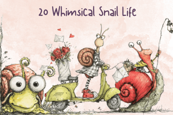 Download Storybook Whimsy Snail Clipart Set - Snail Collection