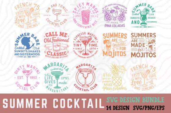 Download Vintage Summer Cocktail SVG Bundle - Cocktail svg Collection