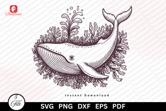 Download Hand Drawn Coastal Vintage Whale SVG PNG - Hand Collection